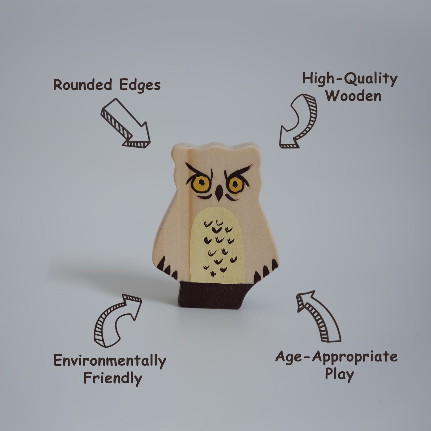 Handcrafted Wooden Owl Toy – Montessori Owl Figure