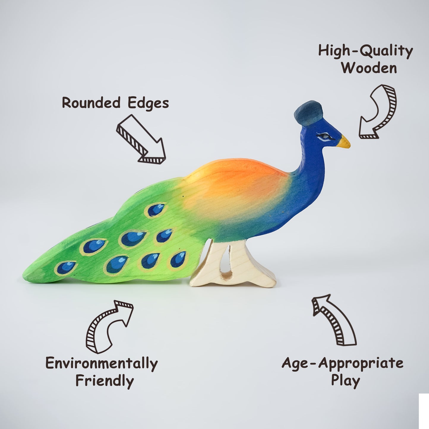 Wooden Bird Toys – Indian Peacock Figurine