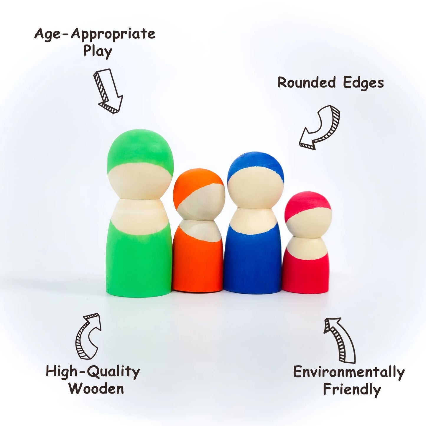 Wooden Peg Dolls Set for Kids