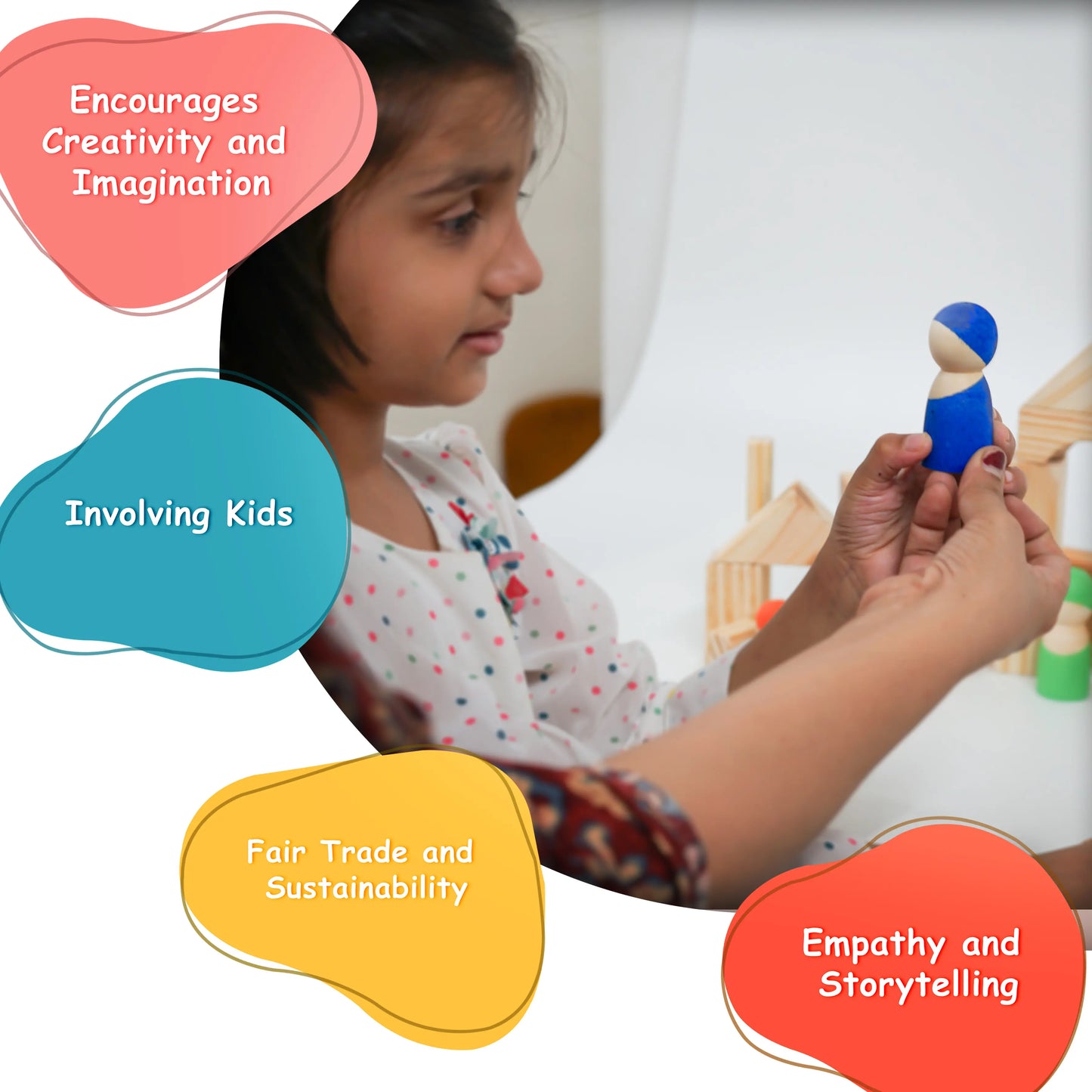 Wooden Peg Dolls Set for Kids