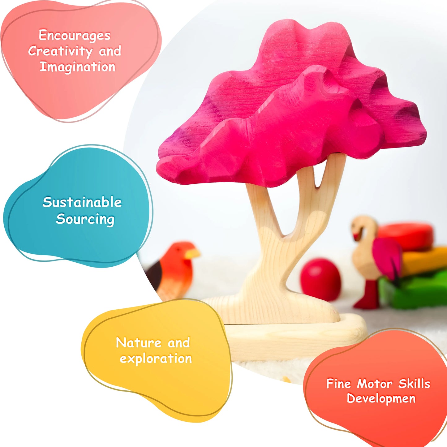 Japanese Maple Tree Toy Pink – Nature Inspired Wooden Play Tree for Toddlers