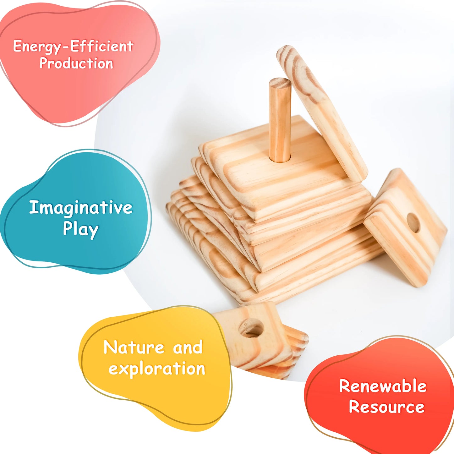 Pyramid Square Wooden Stacker