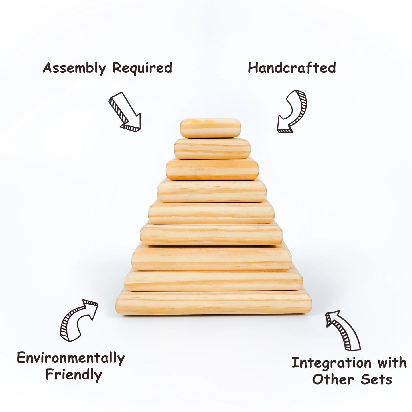 Pyramid Square Wooden Stacker