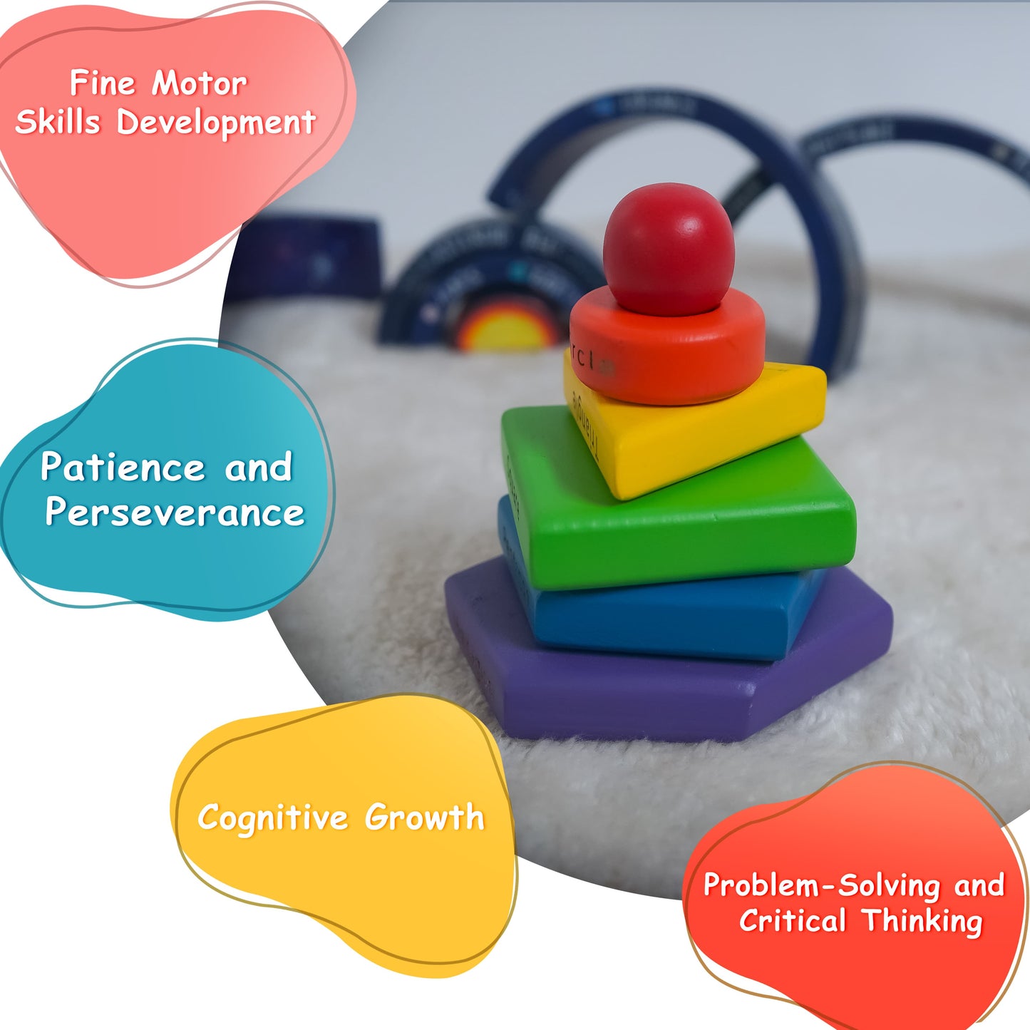 Rainbow Wooden Stacker Toys – Shape