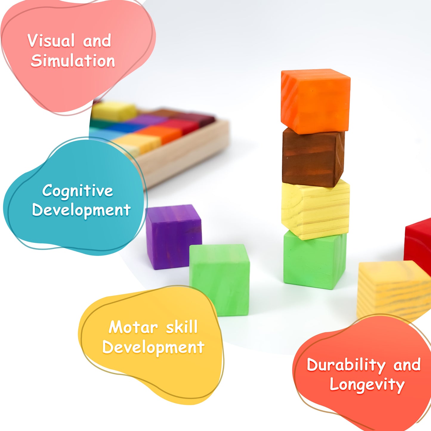 Wooden Rainbow Blocks Set