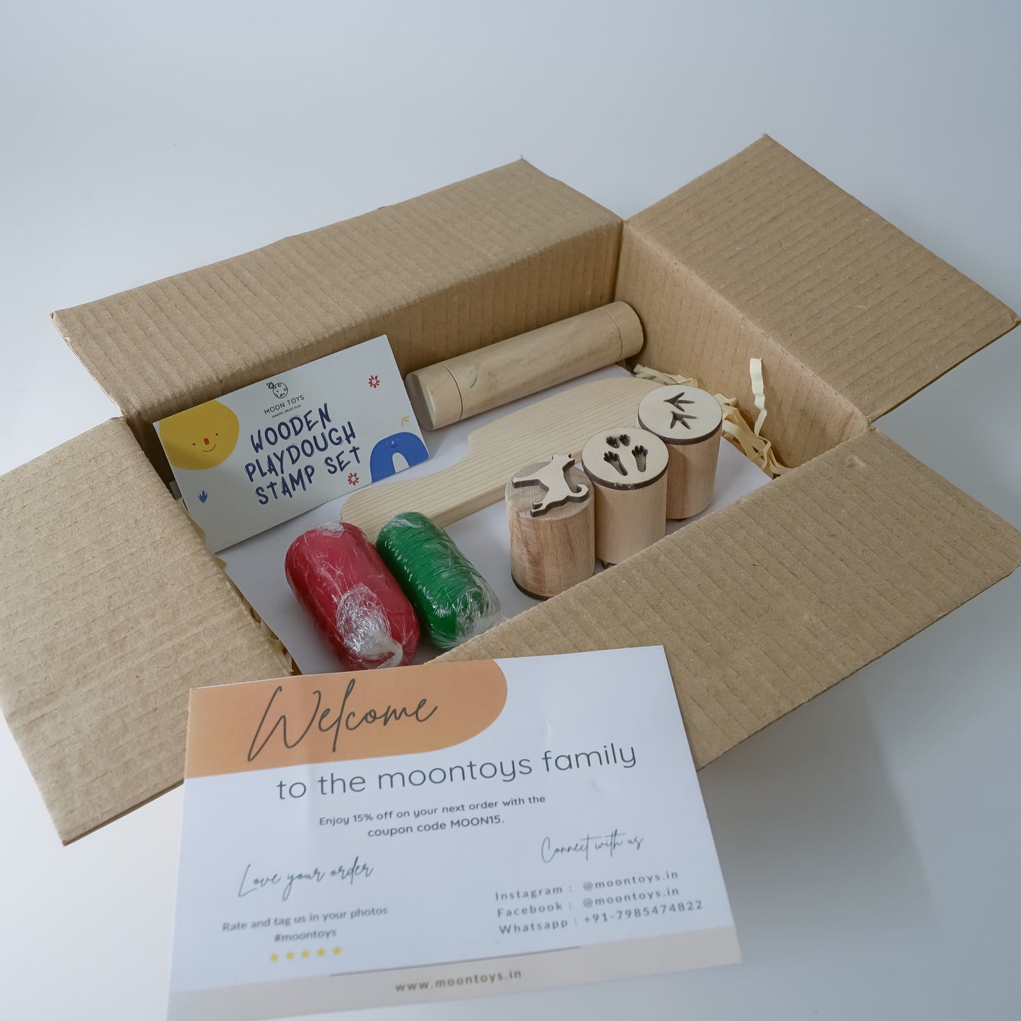 Animal Footprint Stamp Set with Wooden Rolling Pin and Knife