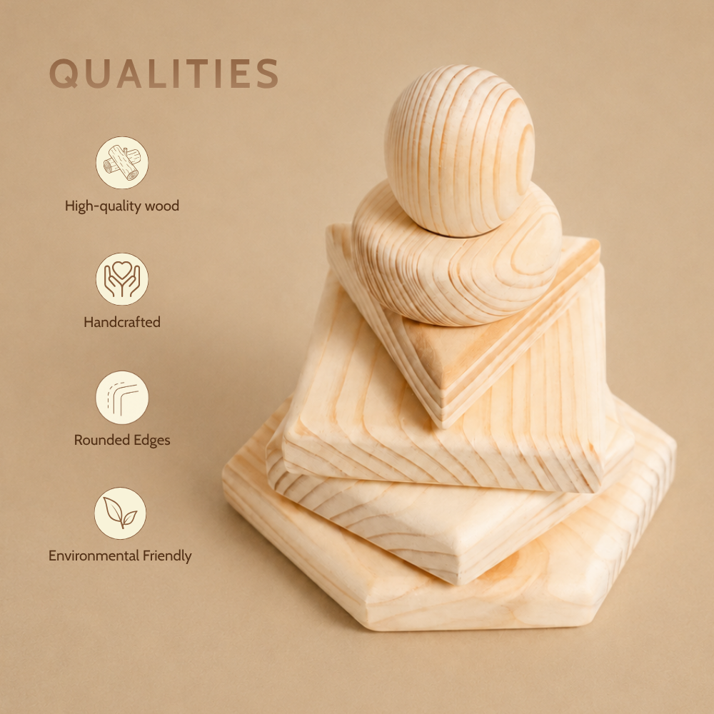 Montessori Wooden Shape Stacking Toy Set for Early Learning
