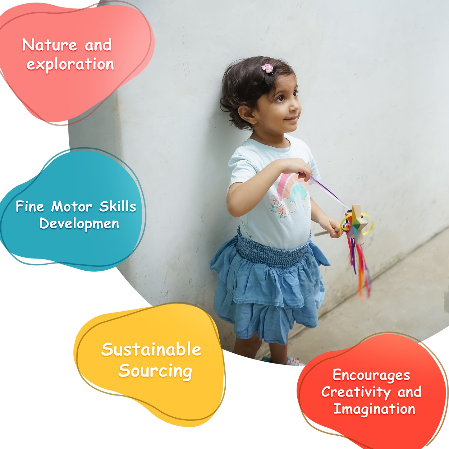 Magical Wooden Star Wand with Ribbons