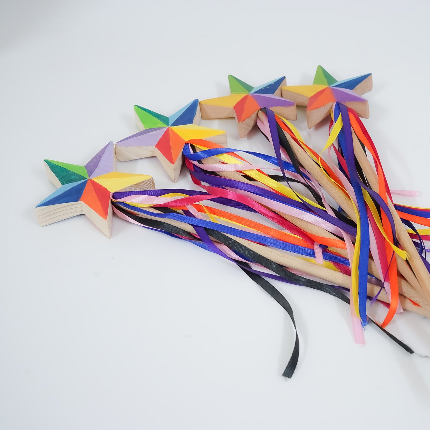 Magical Wooden Star Wand with Ribbons
