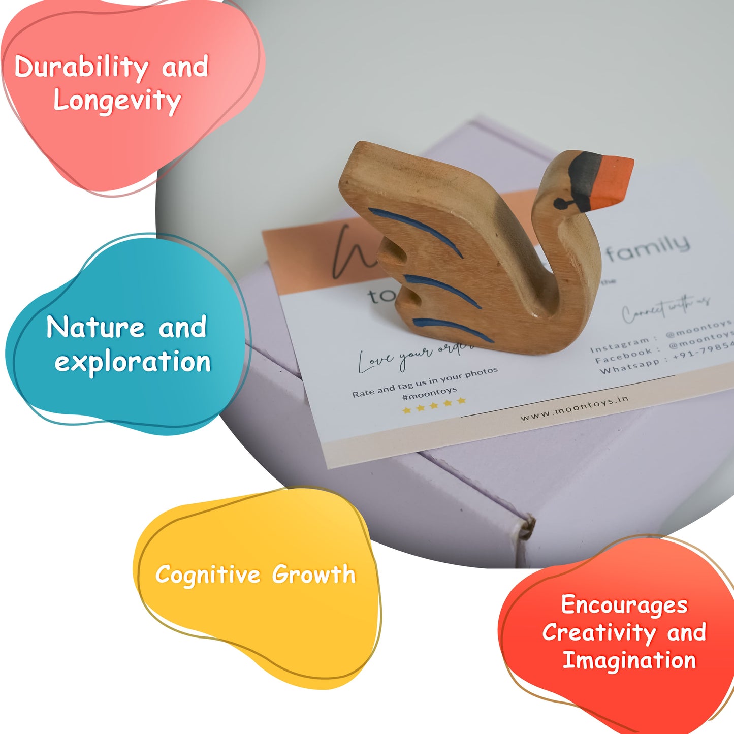 Handcrafted Wooden Swan Toy for Toddlers – Neem Wood Bird Figurine