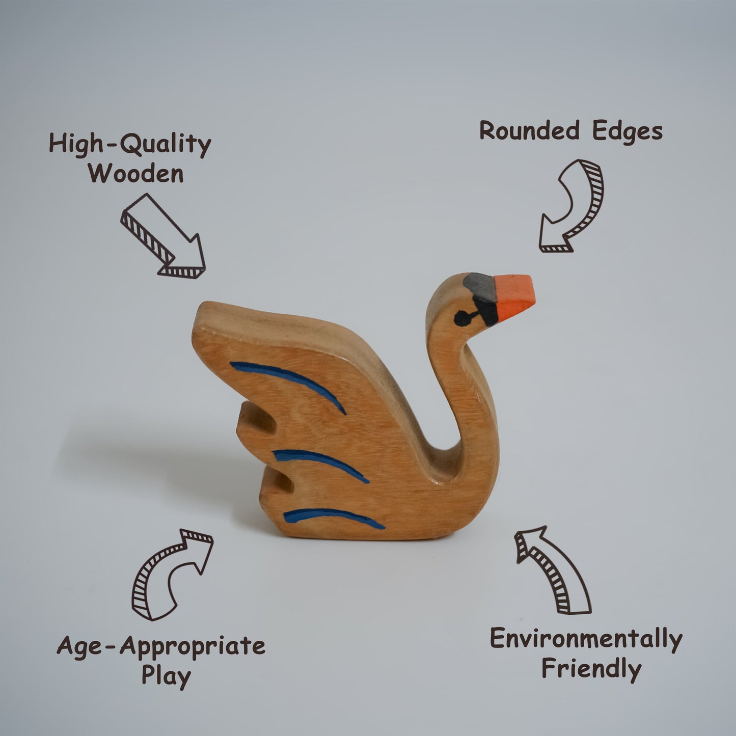 Handcrafted Wooden Swan Toy for Toddlers – Neem Wood Bird Figurine