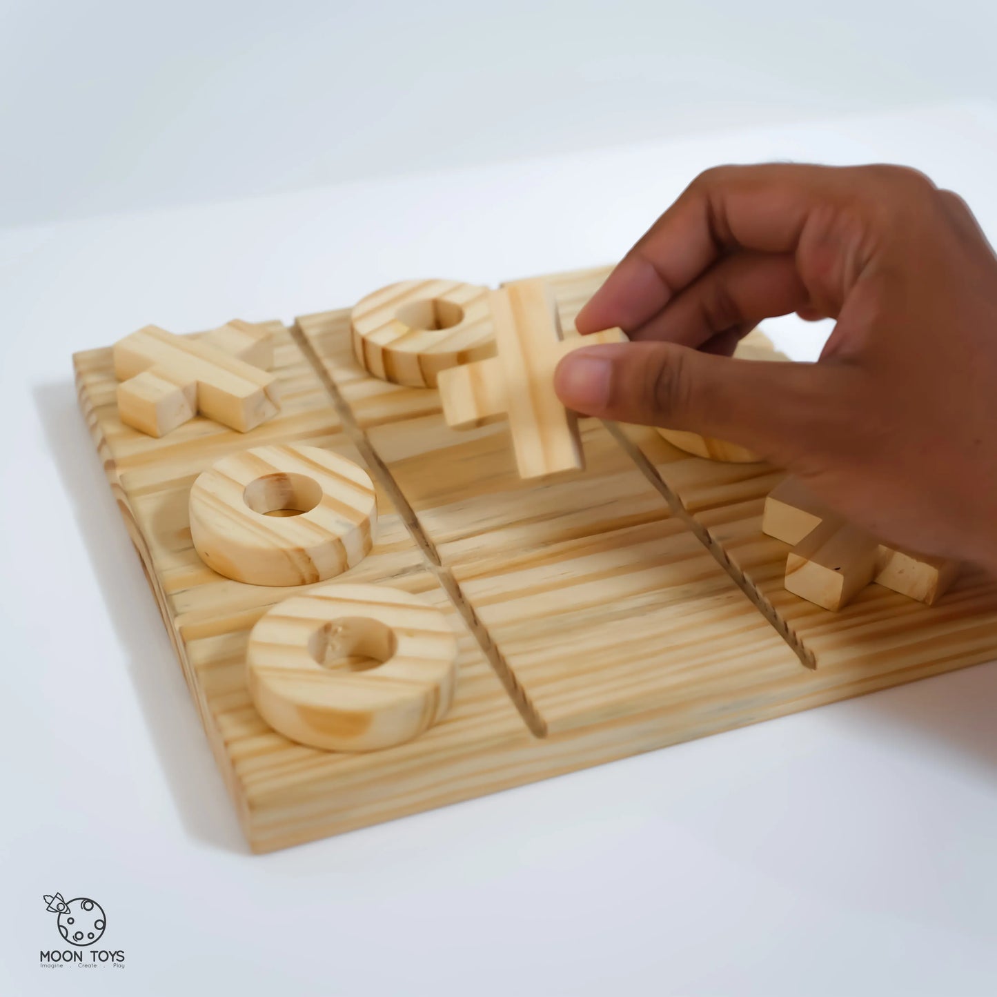 Natural Wooden Tic-Tac-Toe Game