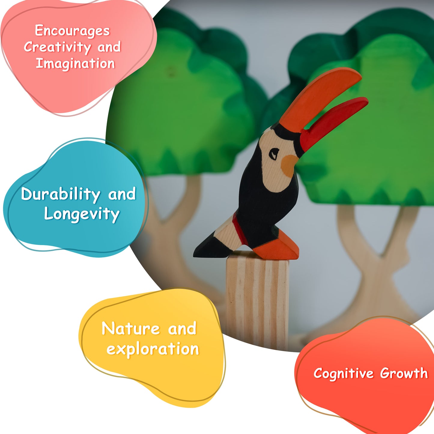Handcrafted Wooden Toucan Toy – Neem Wood Bird Figurine