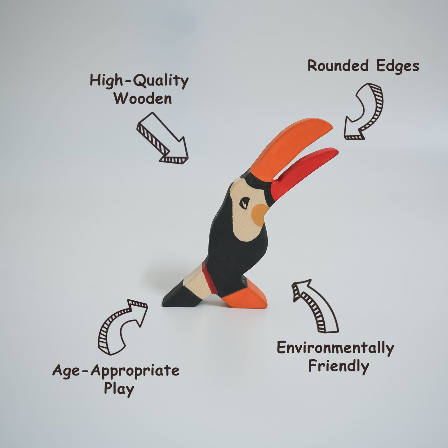 Handcrafted Wooden Toucan Toy – Neem Wood Bird Figurine