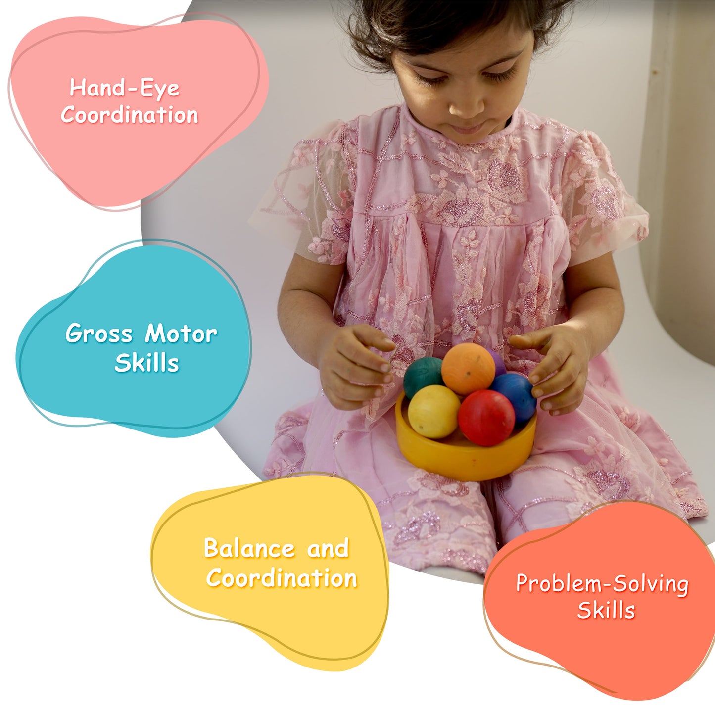 Colorful Wooden Rainbow Balls – Eco-Friendly Sensory Toy for Kids