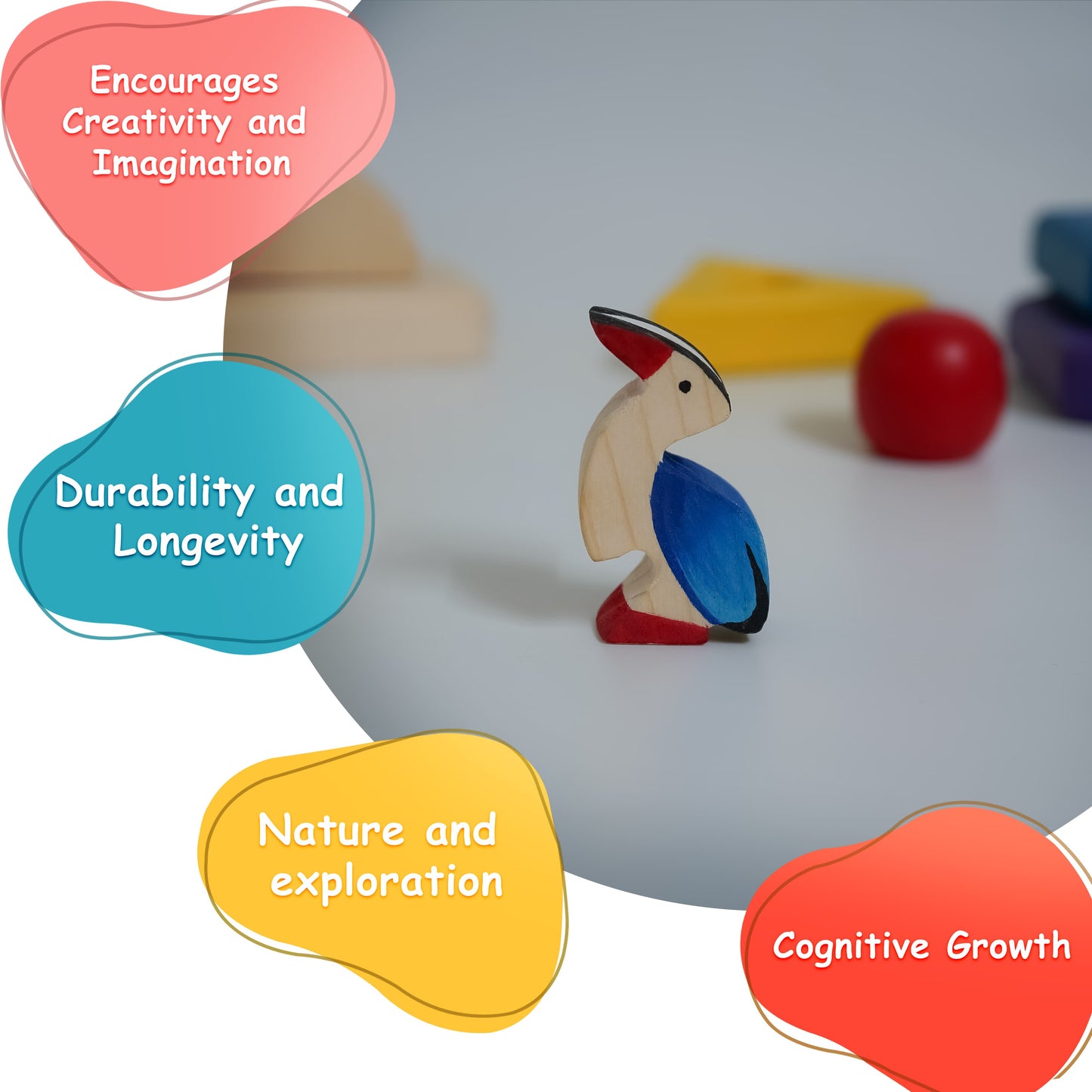Handcrafted Wooden Woodpecker Toy – Neem Wood Bird Figurine