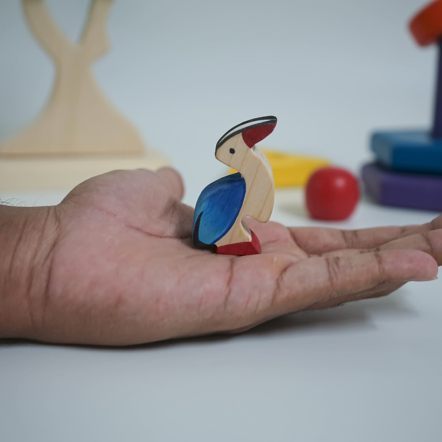 Handcrafted Wooden Woodpecker Toy – Neem Wood Bird Figurine