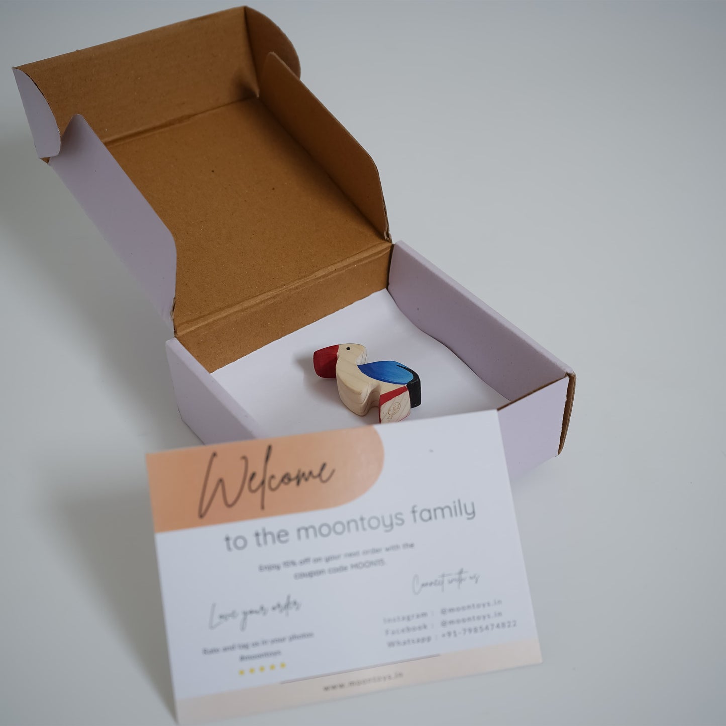 Handcrafted Wooden Woodpecker Toy – Neem Wood Bird Figurine