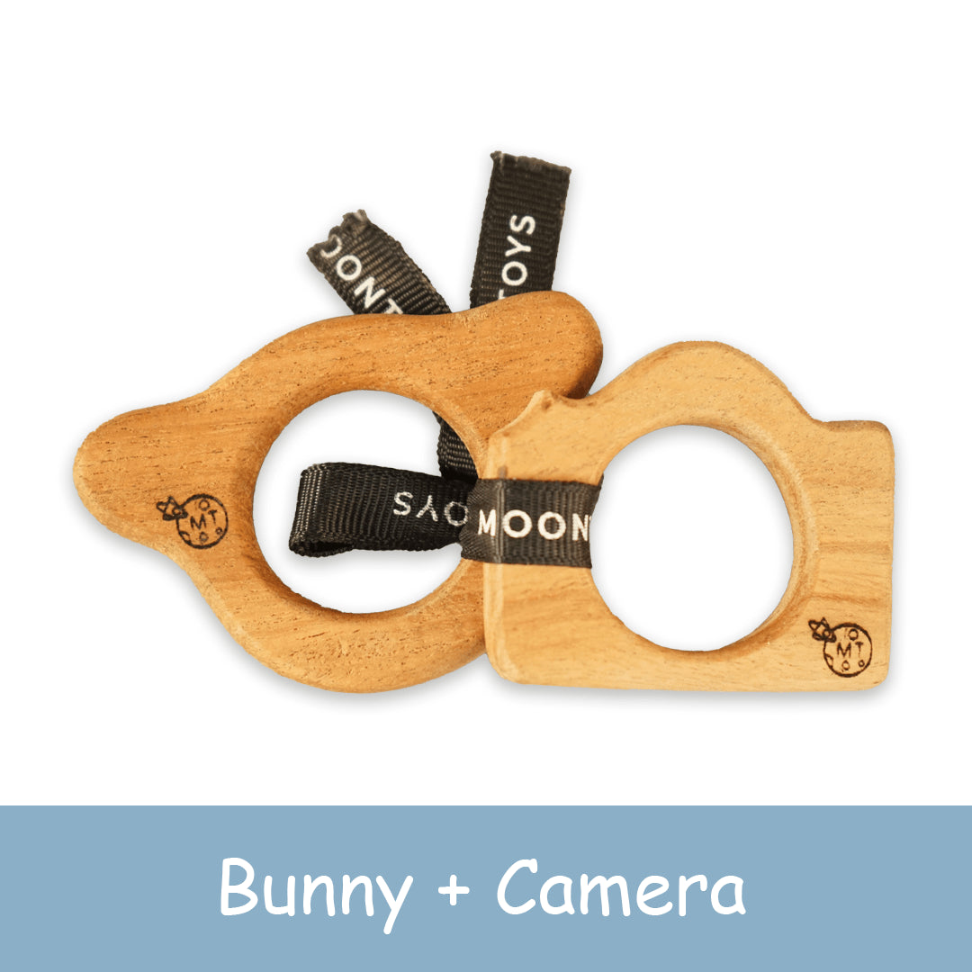 Wooden Bunny and Camera Teether Toys