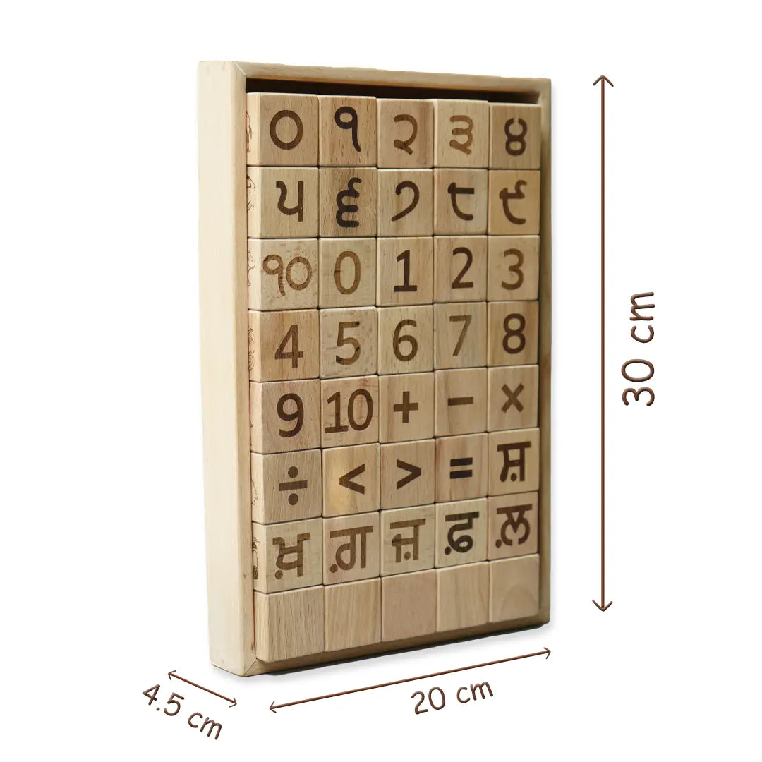 Dimensions with Punjabi Numerals Wooden Block Toys