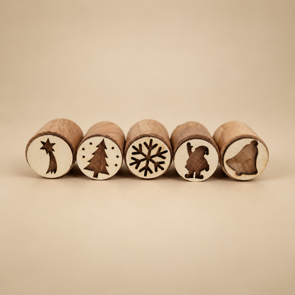 Wooden Christmas Stamp Set (5-Pieces)