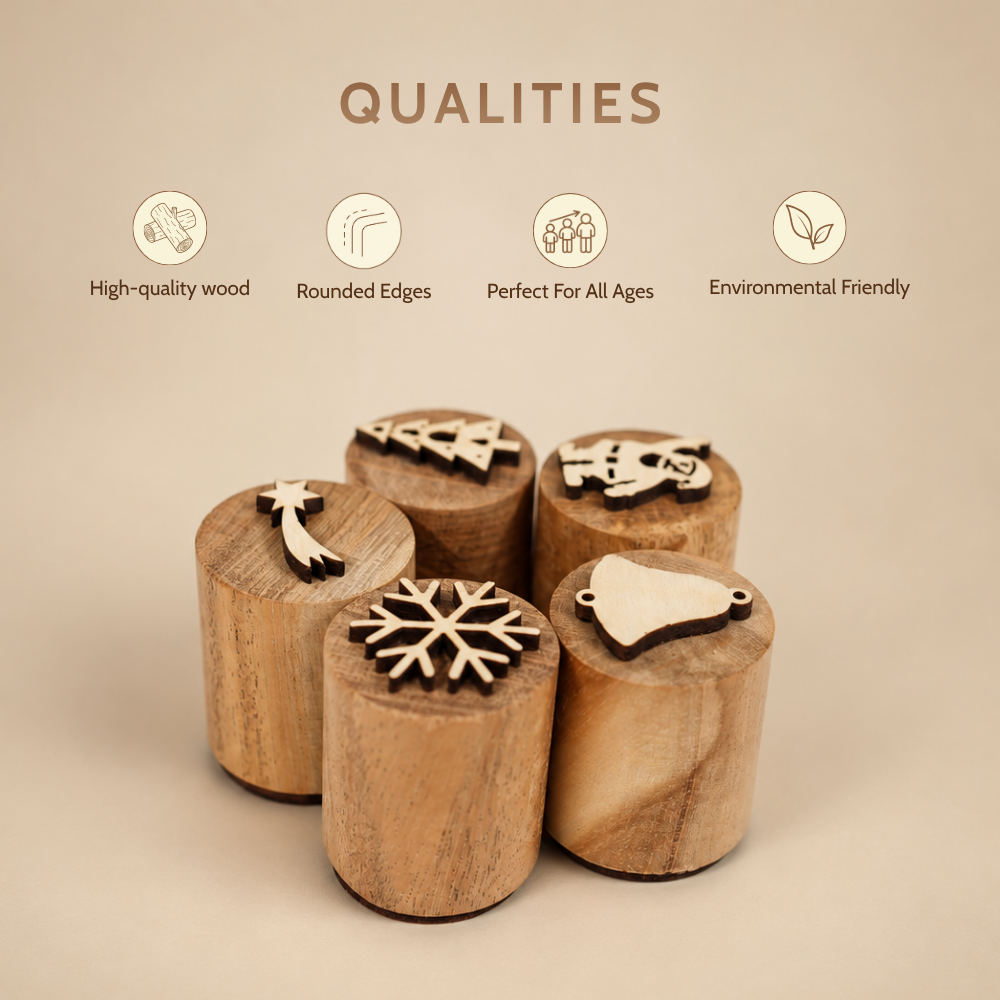 Wooden Christmas Stamp Set (5-Pieces)
