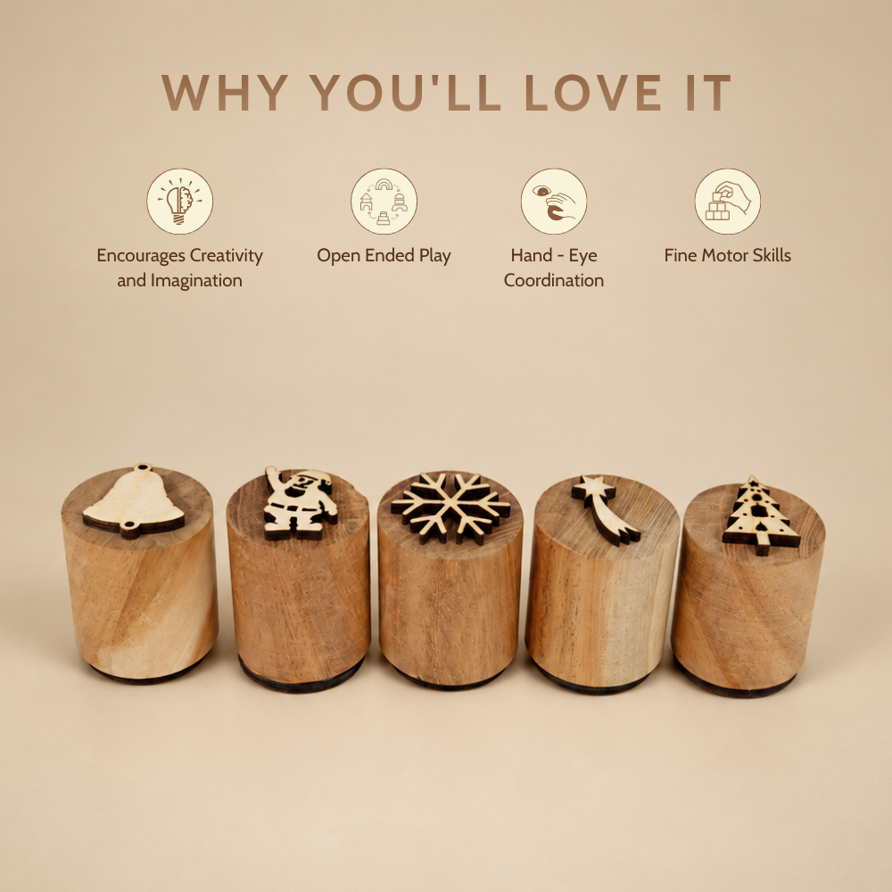 Wooden Christmas Stamp Set (5-Pieces)