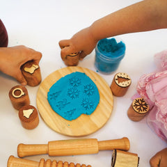 Playing Baby with Wooden Christmas Stamp Set Toys