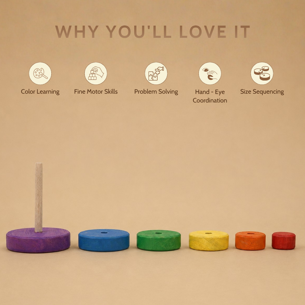 Wooden Colorful Circular Stacker Toy