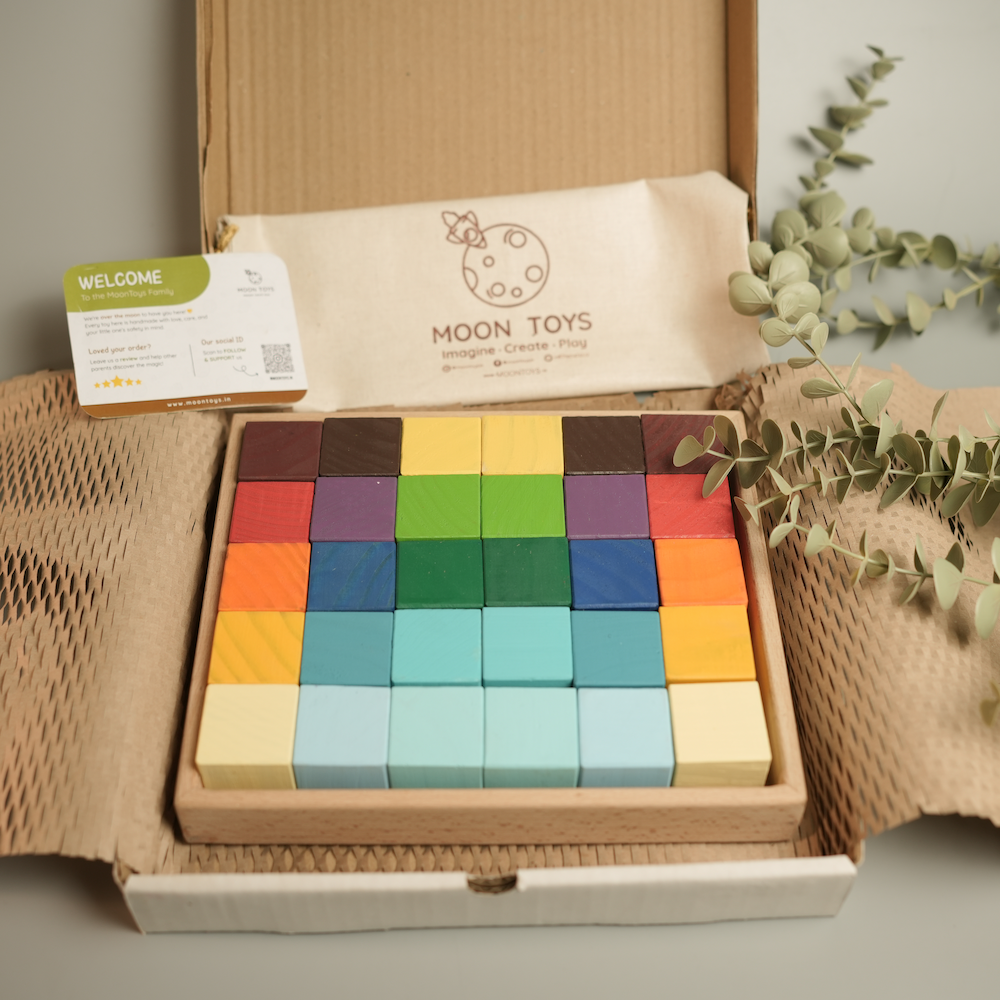 Wooden Rainbow Blocks Set