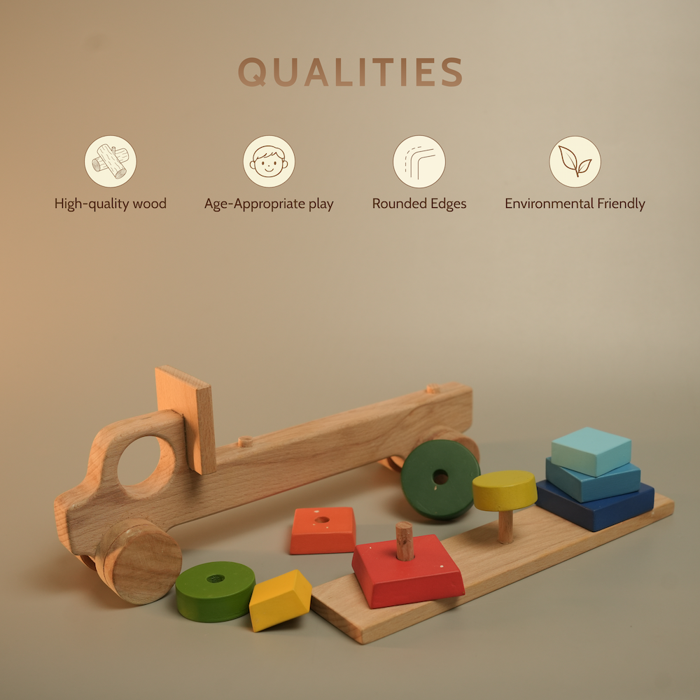 2-in-1 Detachable Shape Stacker Wooden Truck