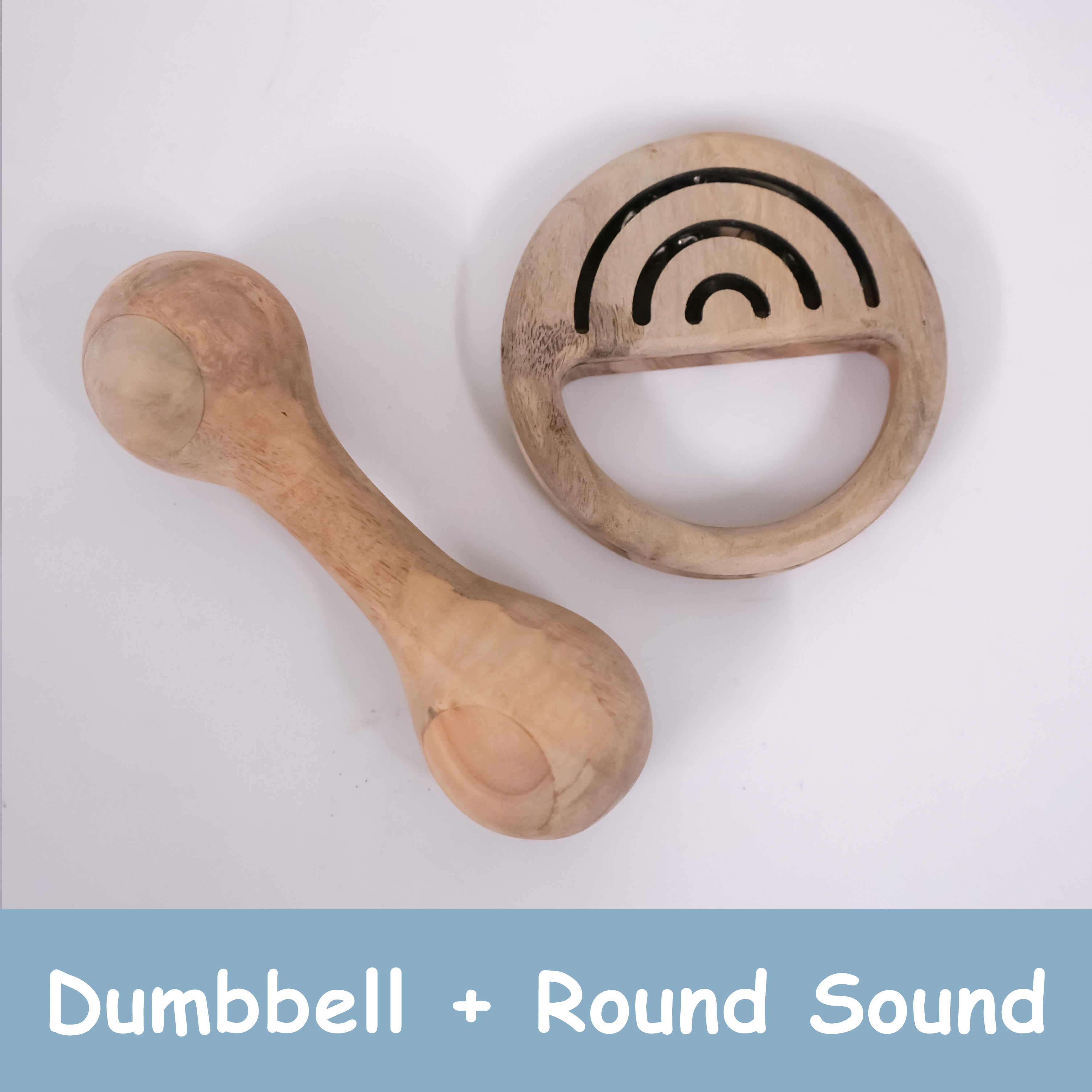 Combo Set: Dumbbell & Round Sound Wooden Rattles – Neem Wood Sensory ...
