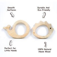 Best Wooden Teether – Hedgehog and Whale