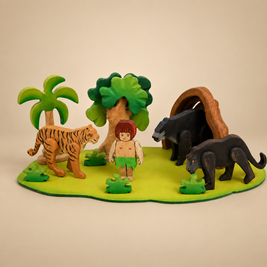 The Jungle Diaries Toy – Montessori Wooden Jungle Animal Playset