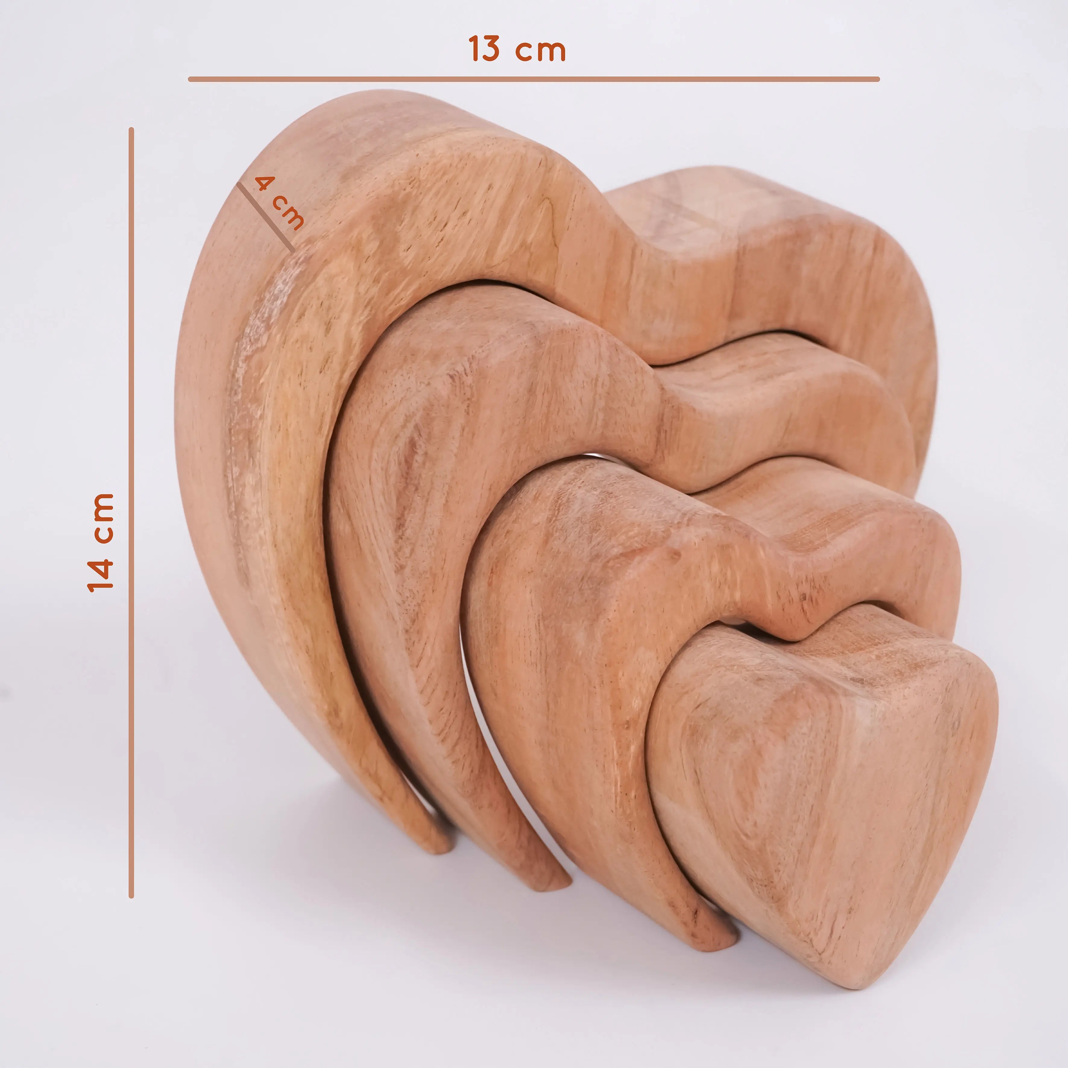 Natural Heart-shaped Wooden Stacker