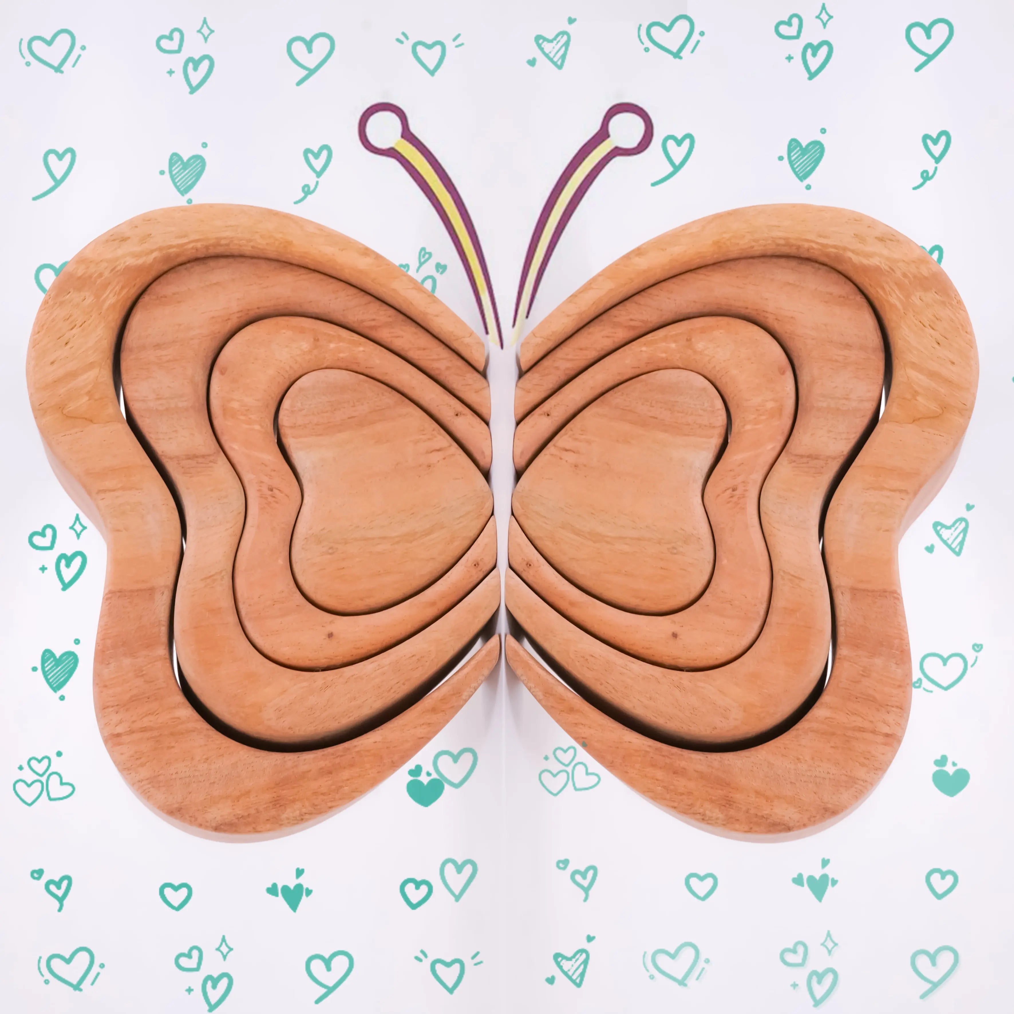 Natural Heart-shaped Wooden Stacker