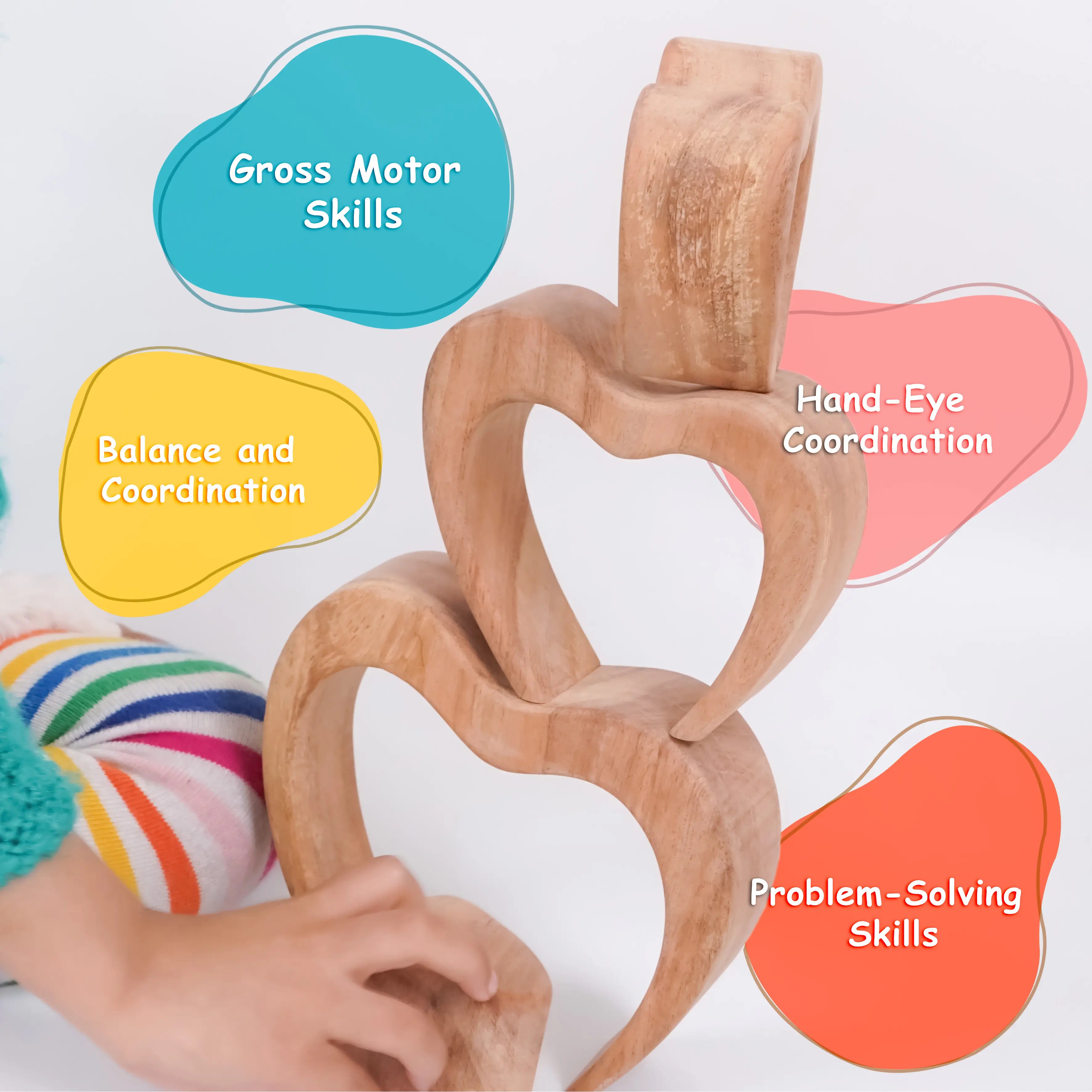 Natural Heart-shaped Wooden Stacker