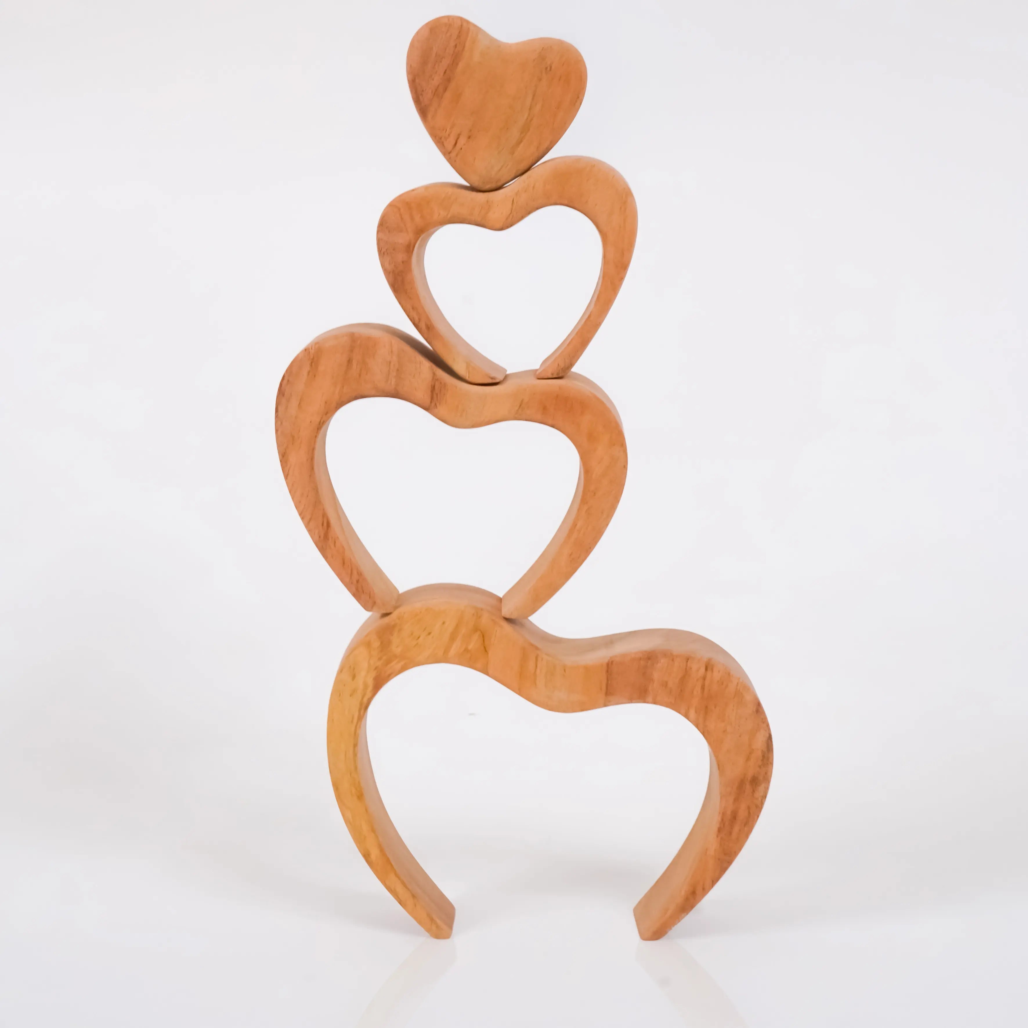 Natural Heart-shaped Wooden Stacker