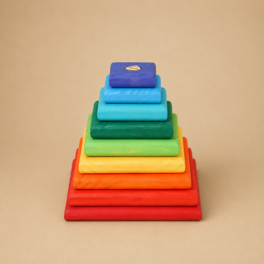 Colorful Pyramid Square Wooden Stacker