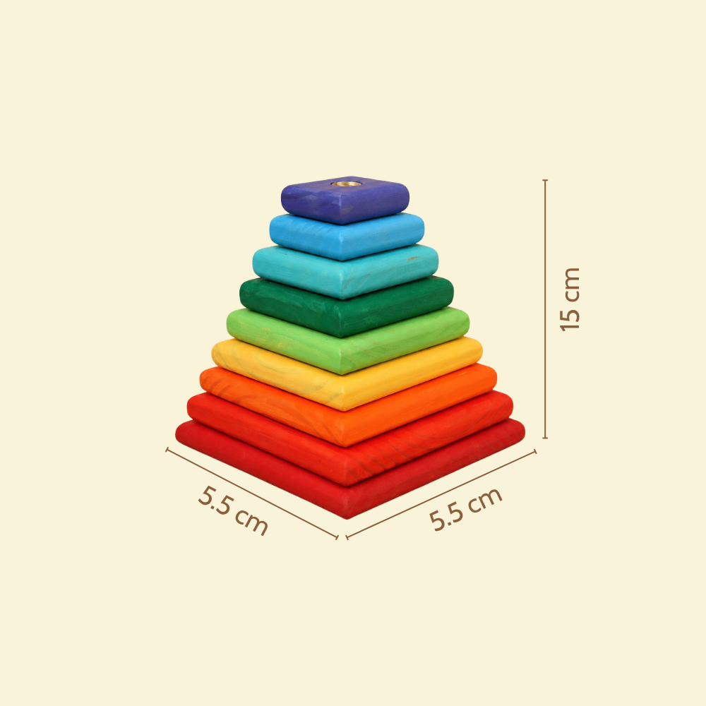 Colorful Pyramid Square Wooden Stacker