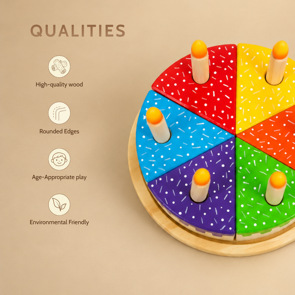Wooden Rainbow Cake Set
