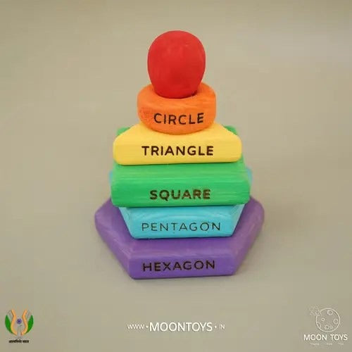 Rainbow wooden shape toys with name