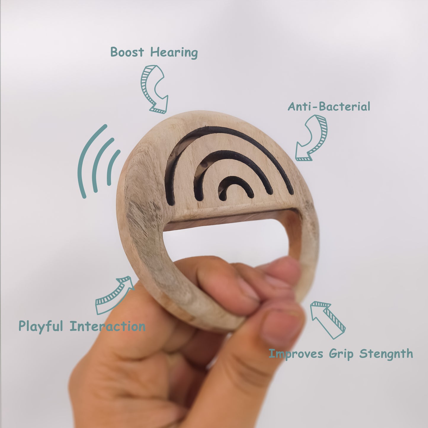 Round Sound Rattler – Neem Wood Sensory Toy