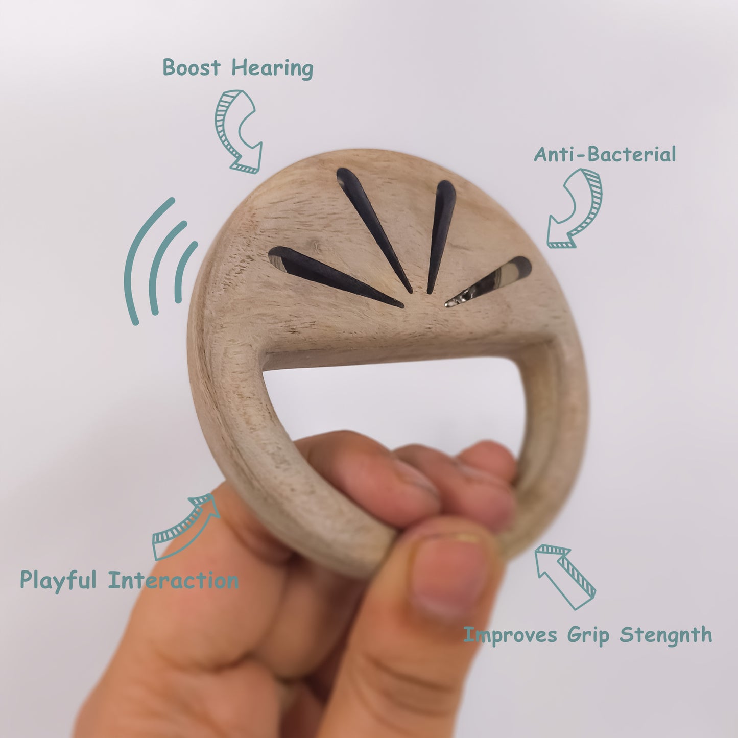 Tangerine Rattler – Neem Wood Sensory Toy
