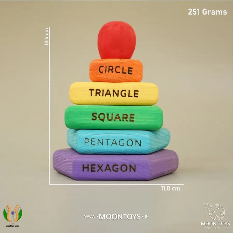 Dimensions with rainbow wooden shape toys