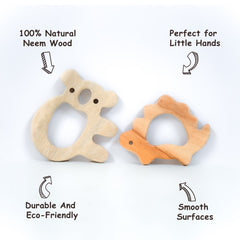 Wooden Teether – Turtle + Koala