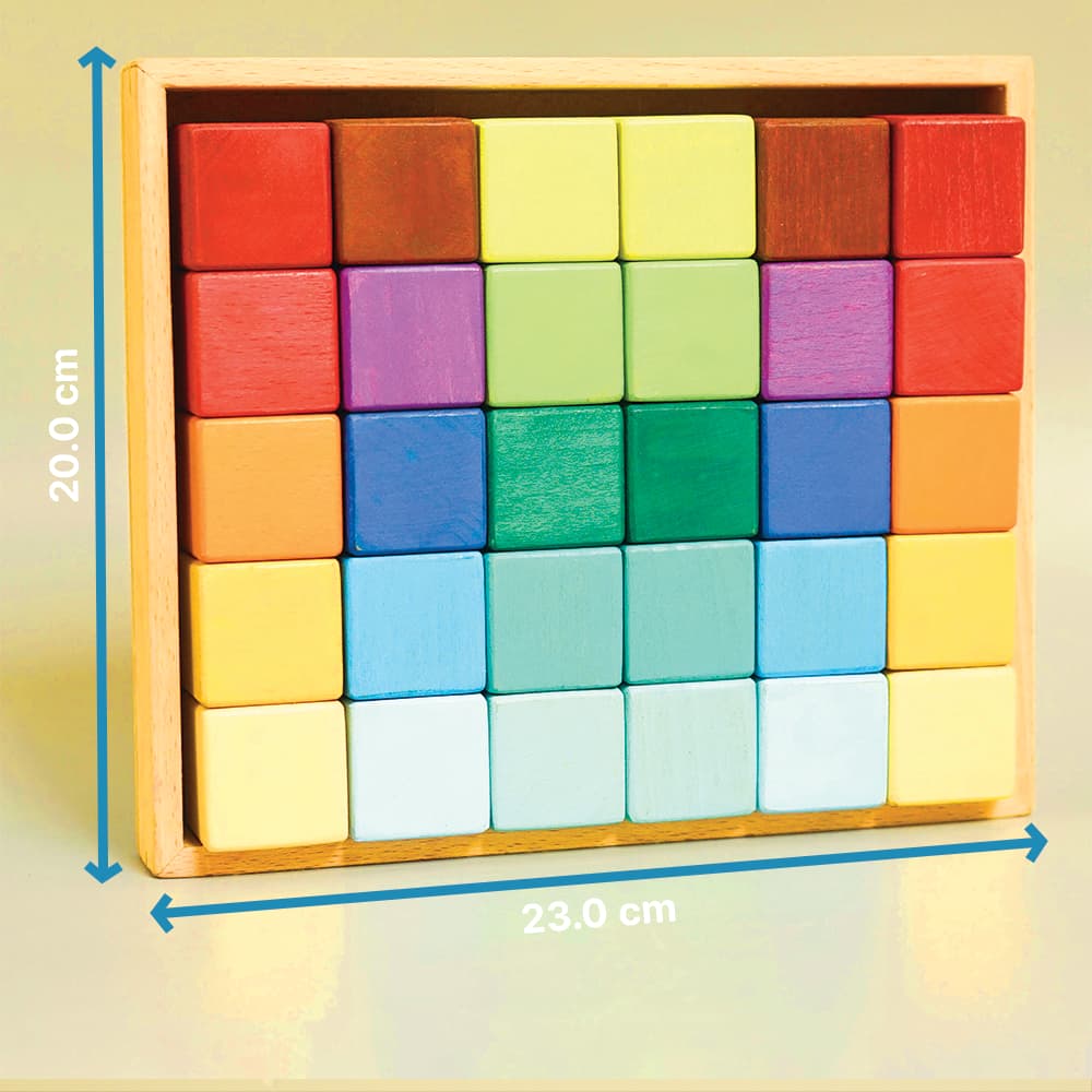 Dimensions of Wooden Rainbow Blocks Set Toys