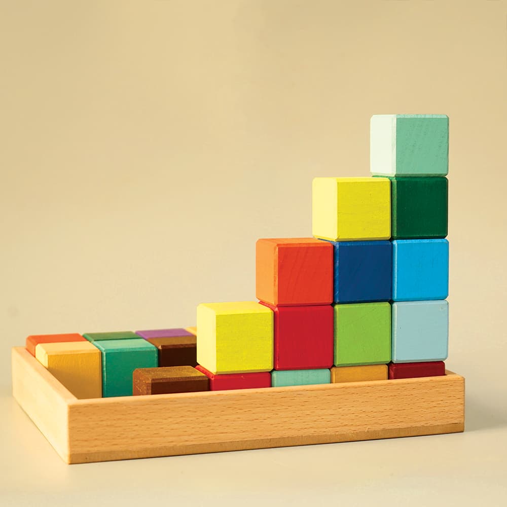 Rainbow Blocks Set Toys with Tray