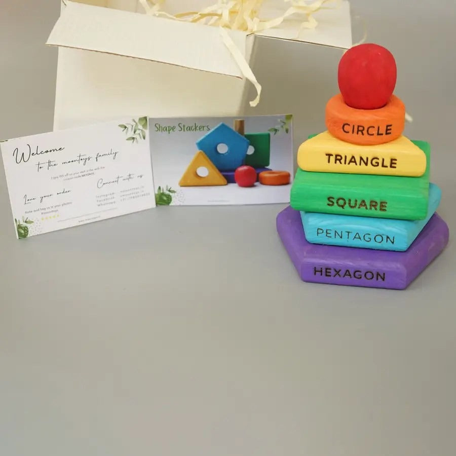  Rainbow wooden shape toys with box