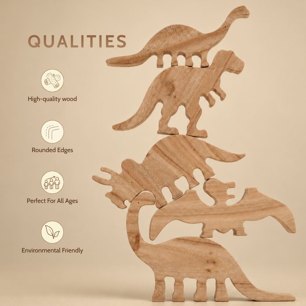 Natural Jurassic Toy Set – Eco-Friendly Wooden Dinosaur Toy Set
